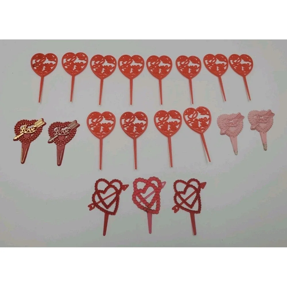Vintage Valentines Day Cupcake Picks Decorations